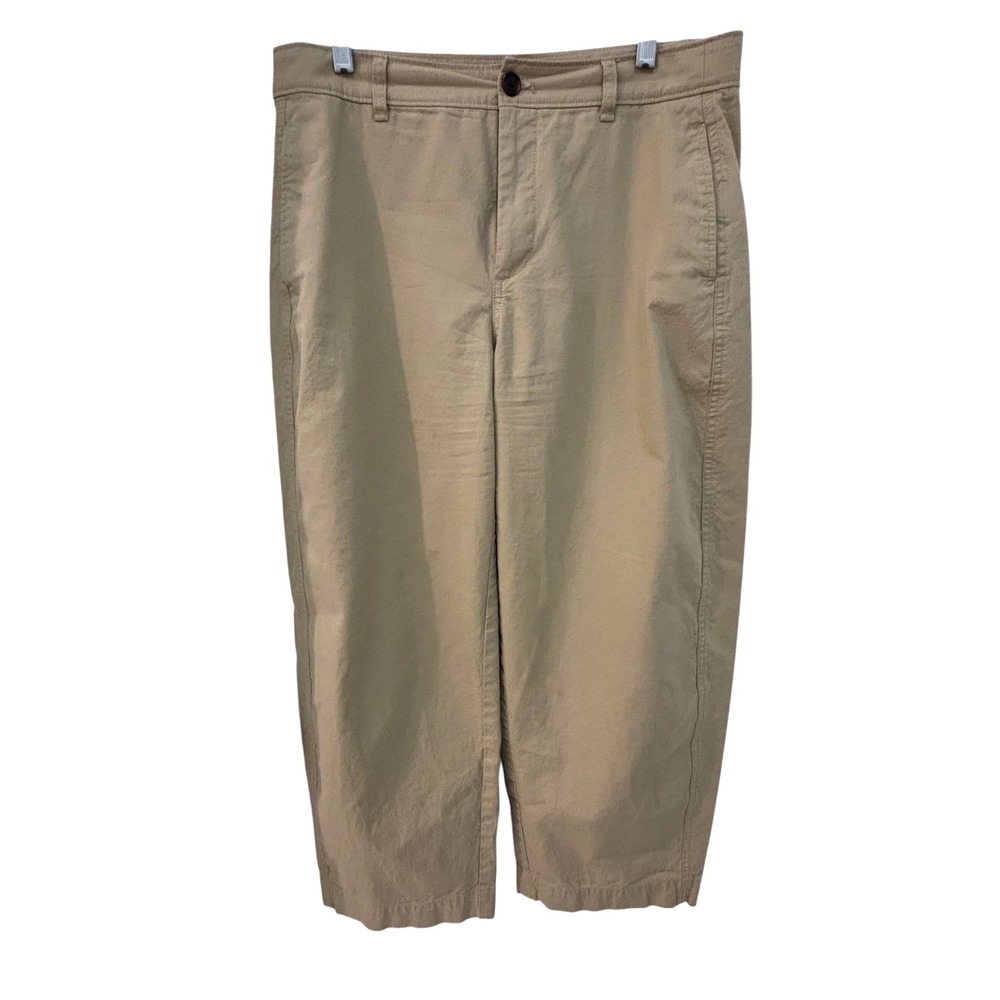 J.Crew Womens Khaki Tan High Rise Cropped Wide Leg Chino Pants Size 28